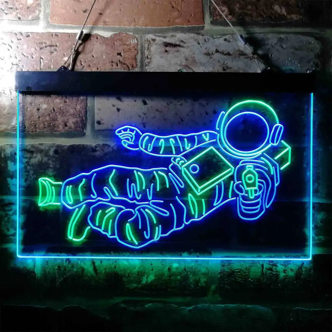 Custom Neon Sign Astronaut in a Leisure Dual Color LED Neon Light Astronaut Fire Space Rocket Kid Room Bedroom LED Neon Sign