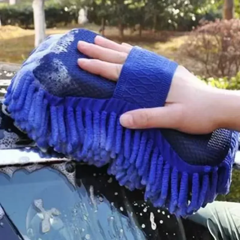 1/2 Stück Blaues Mikrofaser-Chenille Auto-Reinigungsset, Autowaschschwamm, Waschhandschuh, Handtuch, Essentielle Auto-Detailing-Zubehörteile – Detail 14