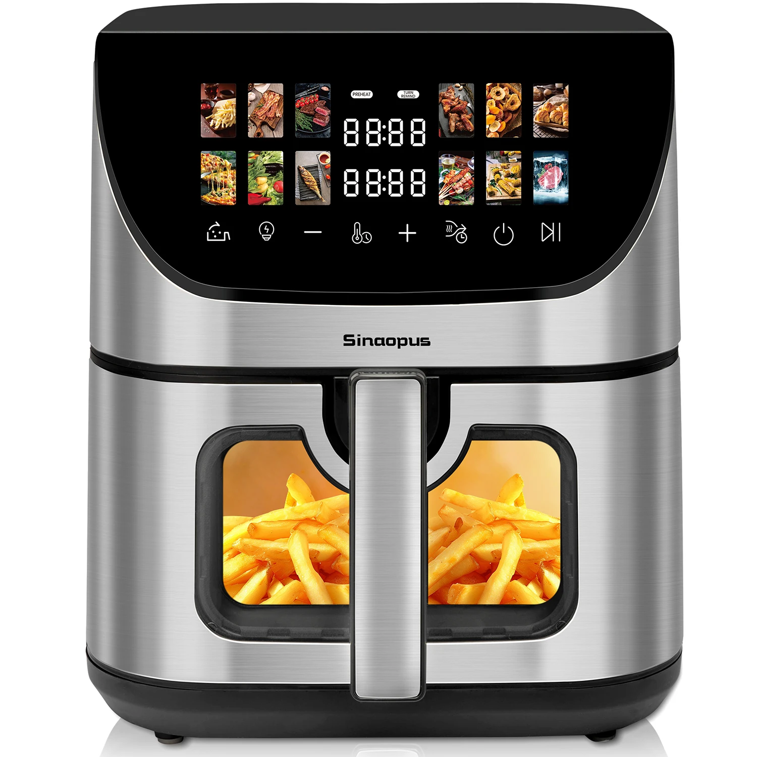 8,5L Smarte Heißluftfritteuse Multifunktions-Luftfritteuse mit Sichtfenster & Ofen Ölfreier Kocher, LED-Touch-Steuerung