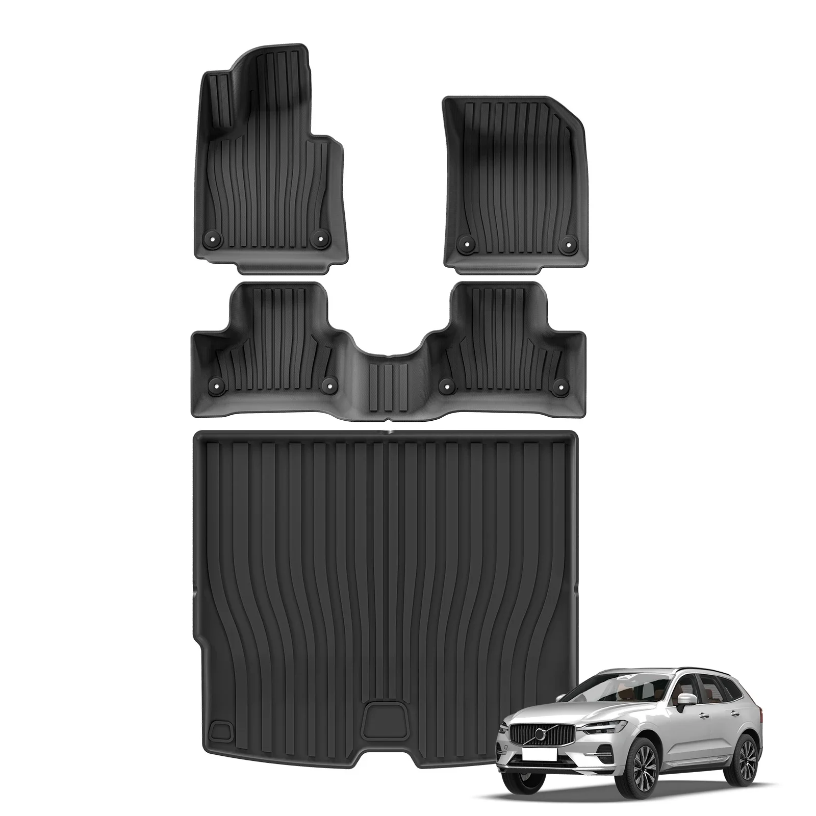 SMABEE voor Volvo XC60 2018-2025 Brandstof Auto Vloermatten Kofferbak Pad Cargo Liner TPE 3D Voet Mat Alle Weer Zwart - afbeelding 2