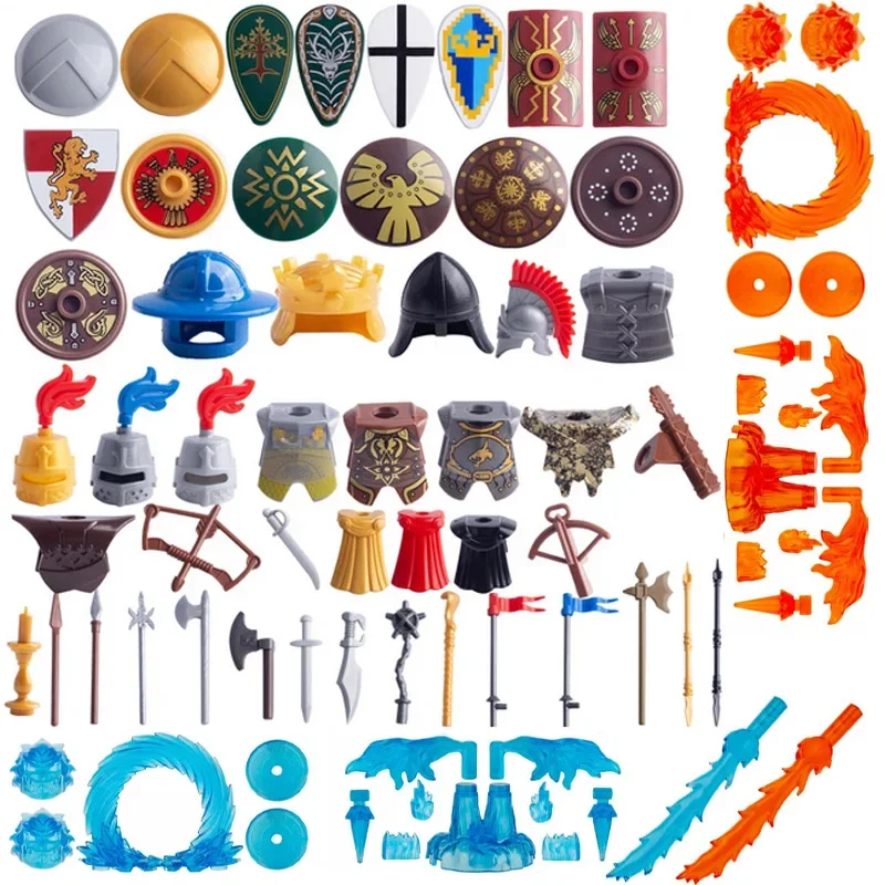 Arme Médiévale de Construction de Nuit, Pièces de Soldats, Bouclier d'Armure Militaire, Accessoires d'Impression, MOC ForeFigure, Mini Brique, Jouets pour Enfants
