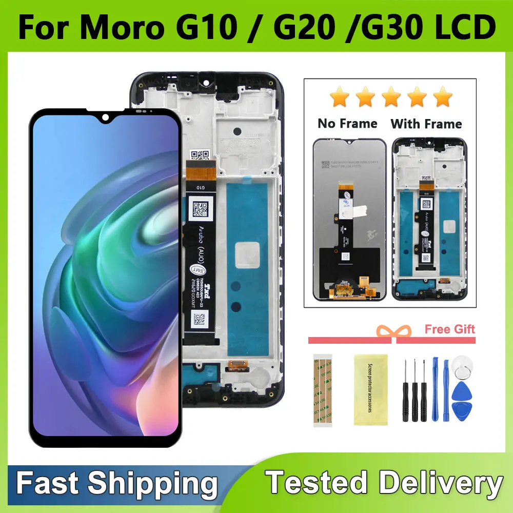 

6.5'' For Motorola Moto G10 LCD XT2127-2 Display Touch Panel Screen Digitizer For Moto G20 LCD G30 XT2129-1 Display With Frame