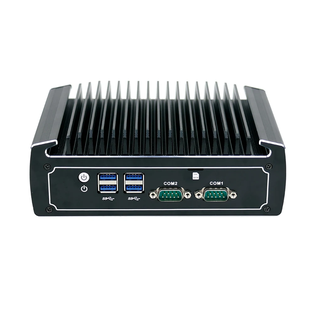 HUNSN Mini PC senza ventola, BX01, Computer industriale, TPM2.0,Windows 11 o Linux,2COM, Slot SIM, HD,DP,2LAN, supporto Vesa, WOL,PXE, Watchdog