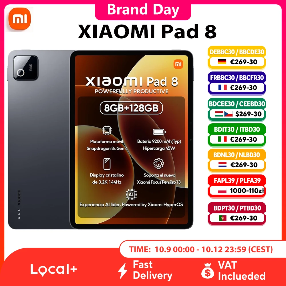 Xiaomi Pad 8 Tablet, Snapdragon 8s Gen 4, 11,2″ 3,2K 144 Hz scherm, 9200 mAh(typ) batterij, 45 W snel opladen, 13 MP hoofdcamera, 5,75 mm ultra dunne behuizing