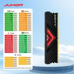 JUHOR Memoria Ram DDR4 8G 16G 32G 2666 3200 MHz Udimm Dimm Memoria desktop