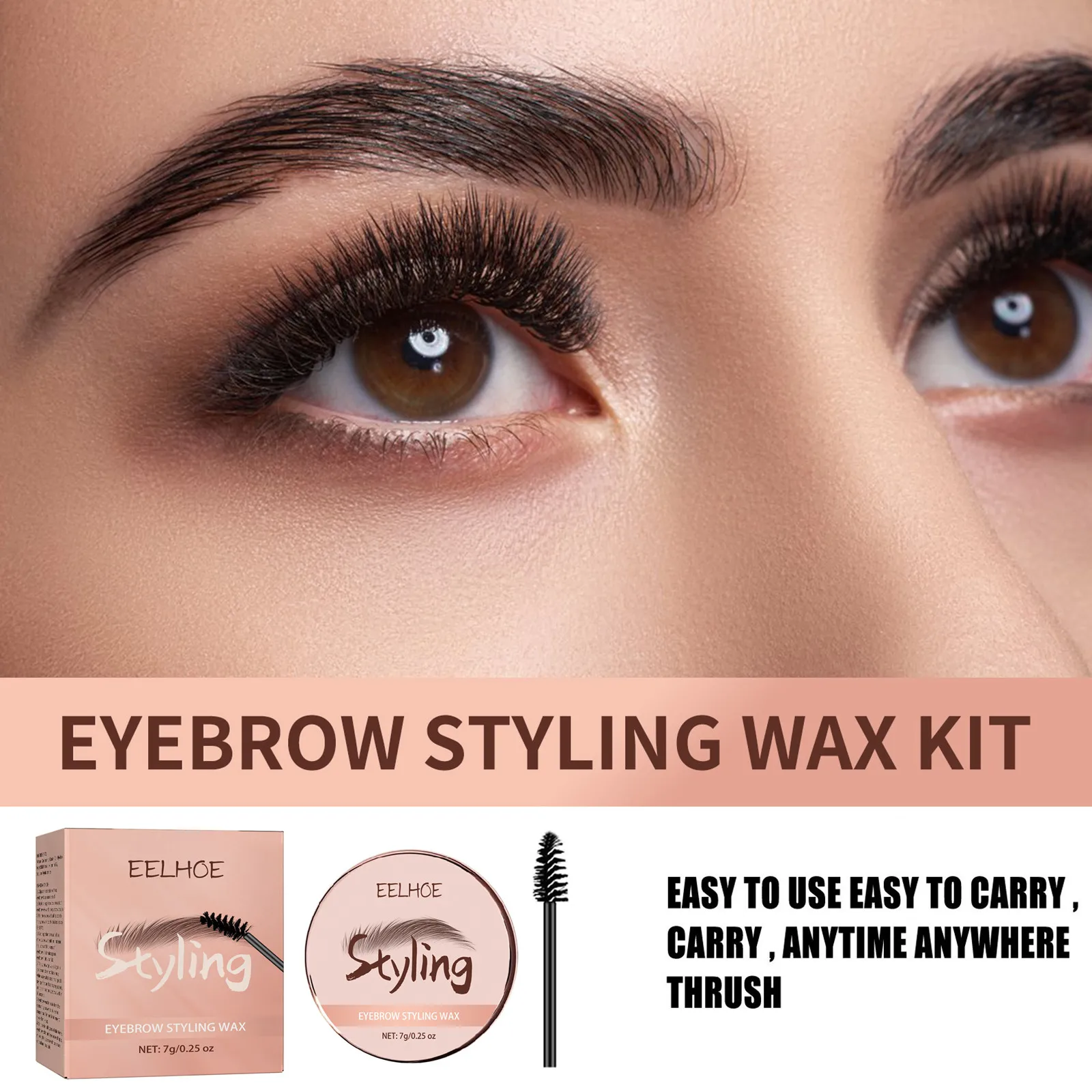 Eyebrow Styling Wax Wild Eyebrow Styling with Brush Waterproof Lasting Brow Pomade Quick-drying Stereo Brown Eyebrow Enhancer 7g