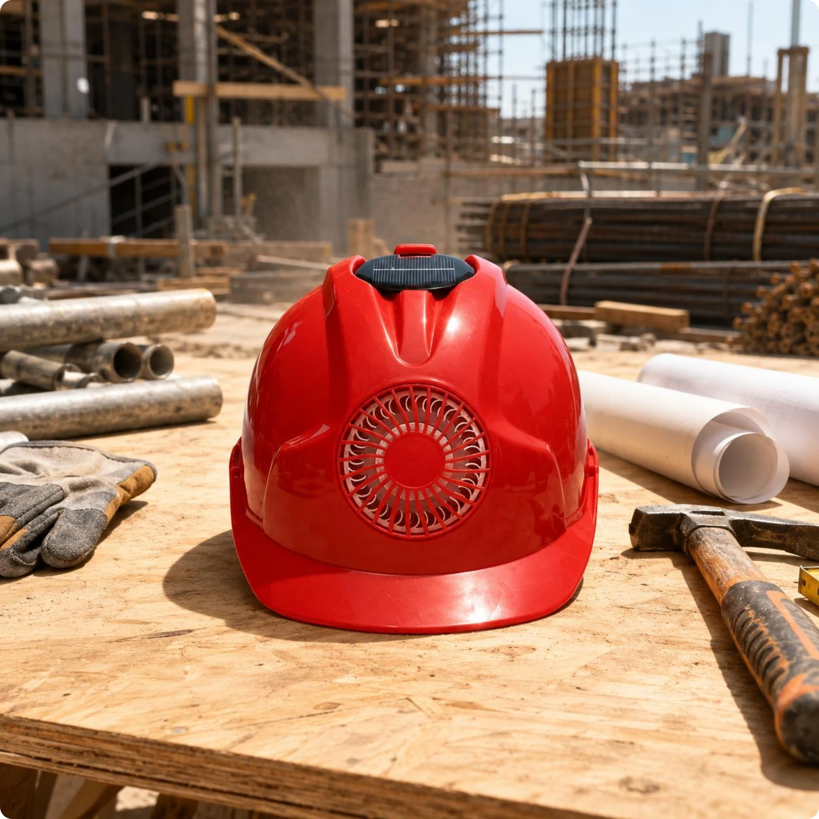 Cooling Safety Helmet Ventilation Solar Fan Helmet Hard Hat Rechargeable Ventilated Hard Hat Sun Protection for Work view 5