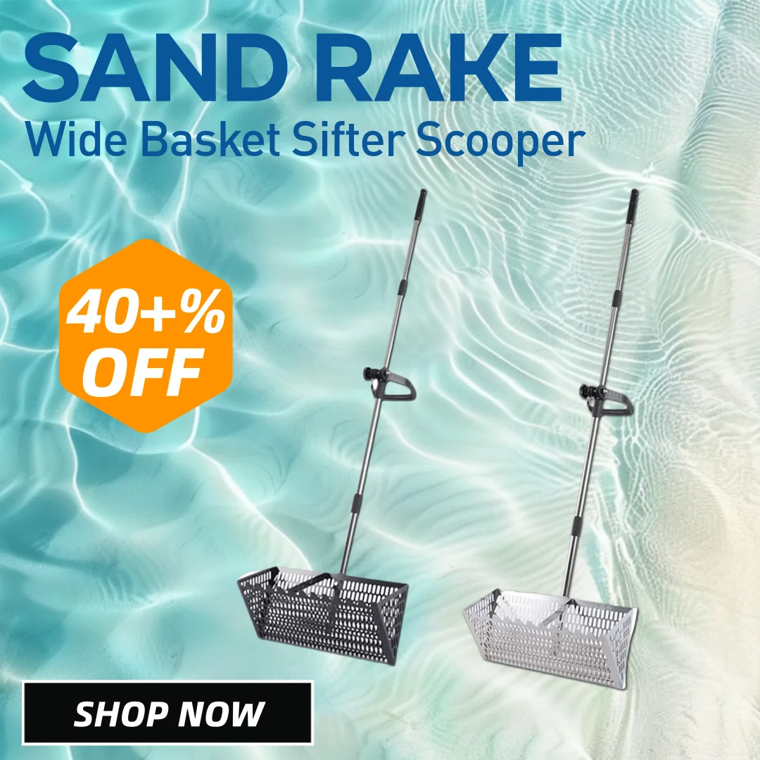 

Sand Rake, Deep Spade, Premium, Sifting, Multifunctional Easy Cleanup Telescopic Handle Carbon Steel Large Beach Sifter