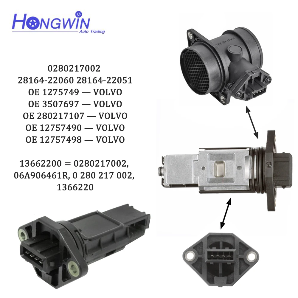 4Pin MAF Mass Air Flow Sensor Plug Connector Harness For Volvo 0280217002 13662200 1366220 1275749 28164-22060 06A906461R