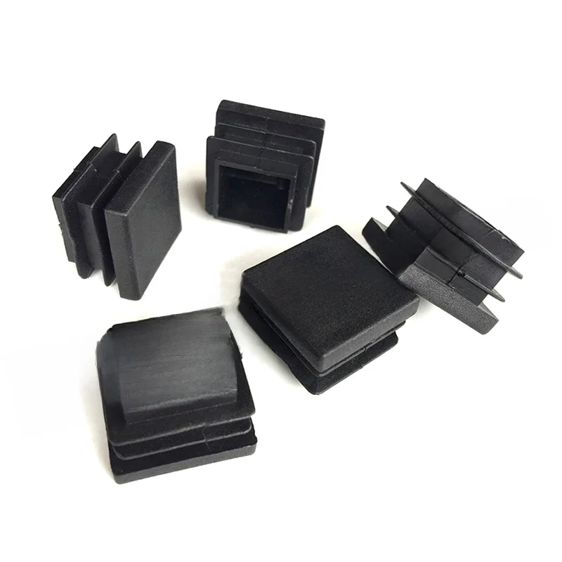 Bouchon de Tube carré en plastique PE noir, 2 pièces, 19x19 20x20 22x22 25x25 28x28 30x30 38x38 40x40 50x50 60x60 80x80 100x100mm, pieds de chaise