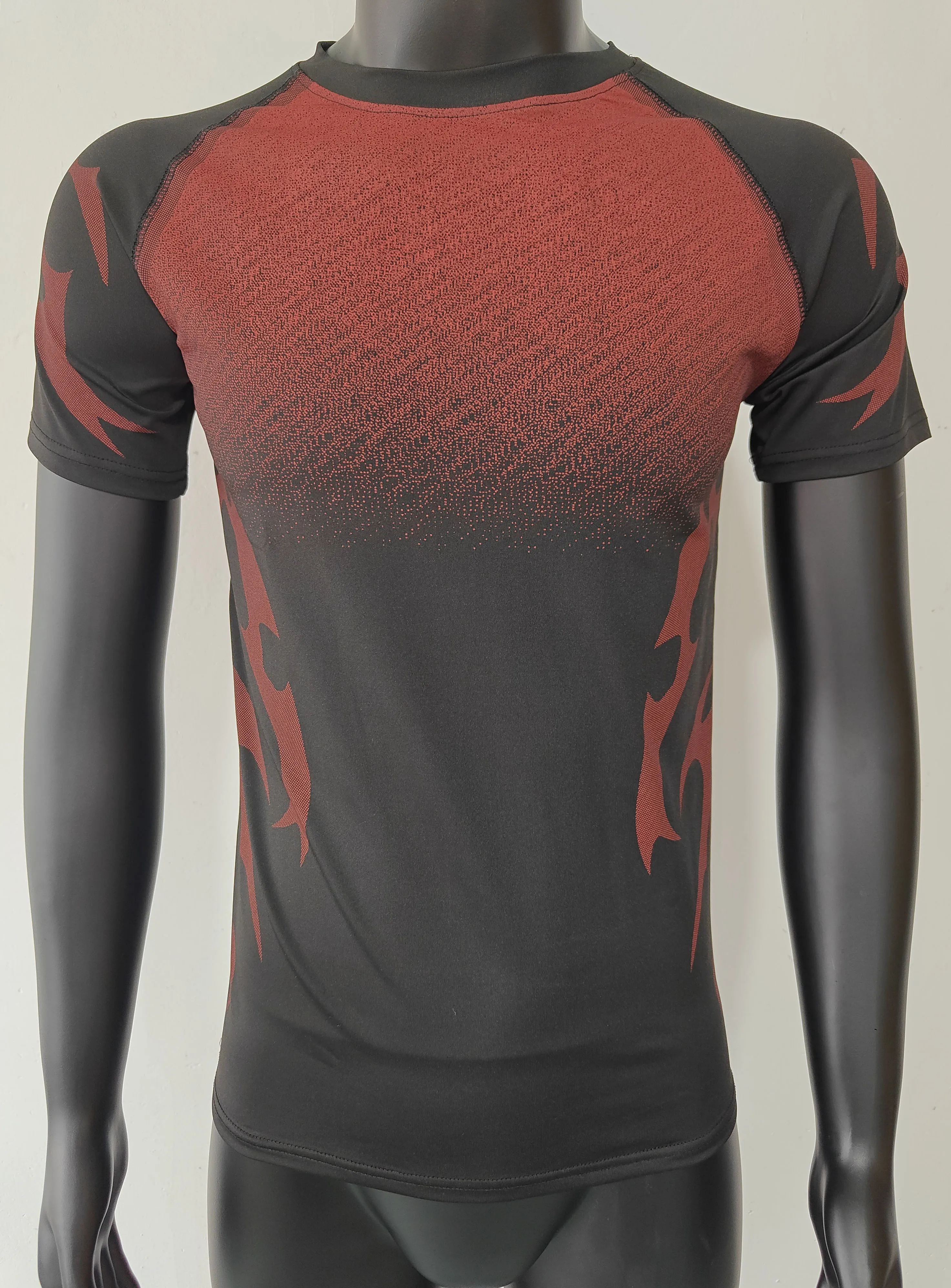 Herren Flammen-Farbverlauf Kompressions-Gym-T-Shirt Schnelltrocknend Atmungsaktiv Hochelastisch Slim Fit Athletisches Lauf- und Trainings-Sportshirt – Detail 35