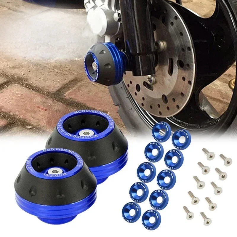 22Pcs Motorrad Crash Protector Rad Schutz Pads Bunte Motorrad Reifen Rahmen Slider Motocross M6 Muttern Unterlegscheibe JDM Schrauben