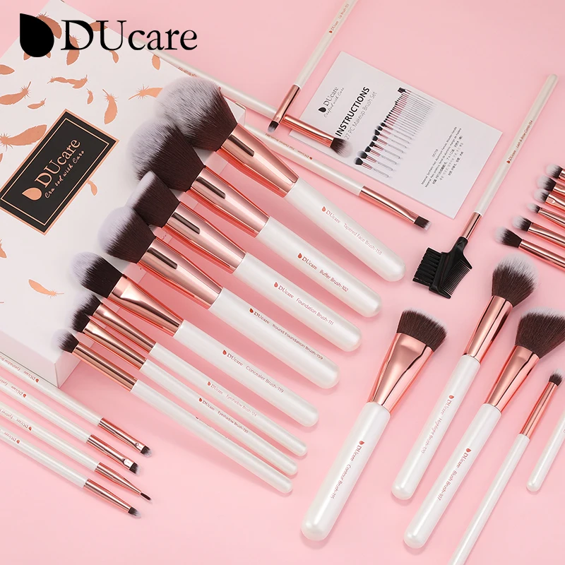 DUcare 27Pcs Professional Makeup Brushes Foundation Blending Face Powder Blush Concealers Eye Shadows Make Up Brushes Set