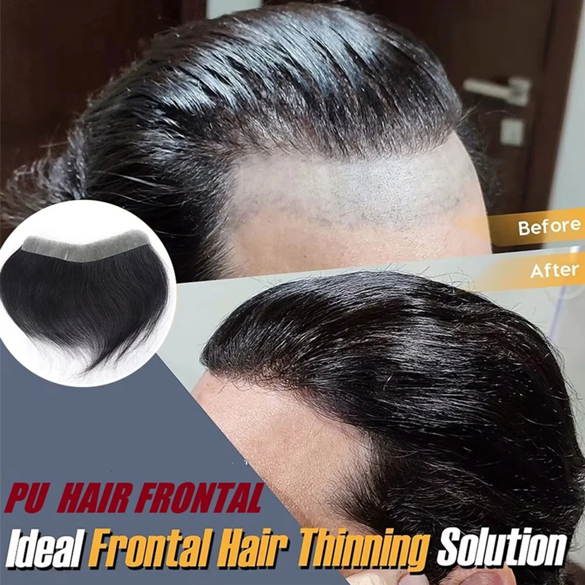 6 Inch Seamless Hairline Topper Natural Look Replacement for Forehead Fringe & Hairline Invisible Edge Adhesive Hair Extensions