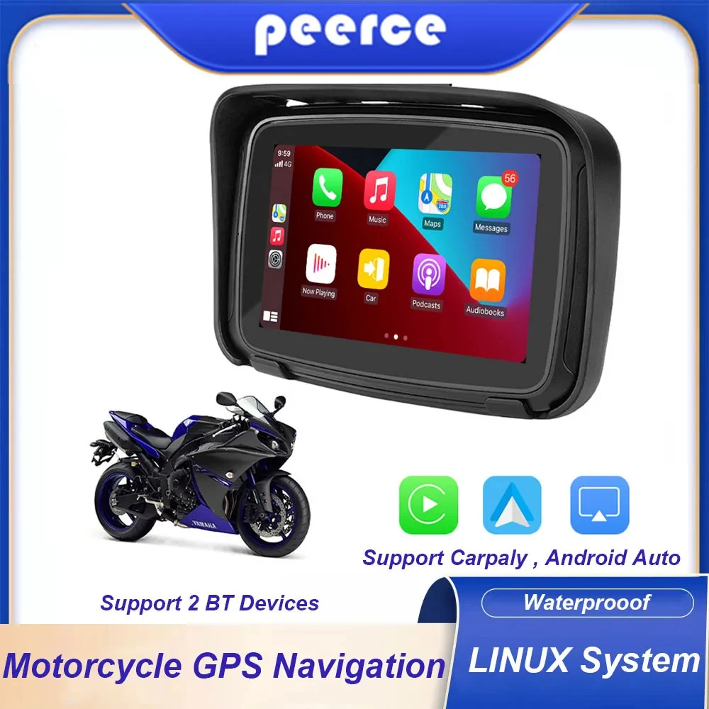 

7 Inch / 5 Inch Touch Outdoor IPSX7 Waterproof External Portable Motorcycle Special Navigator Support CarPlay and Android Auto