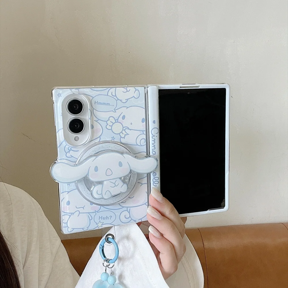 Nowy modny koreański uroczy niebieski futerał na telefon z dużymi uszami szczeniaka do Samsung Galaxy Z Fold 8 z podstawką Magsafe, kawaii, odporny na upadki. — zdjęcie produktu 3