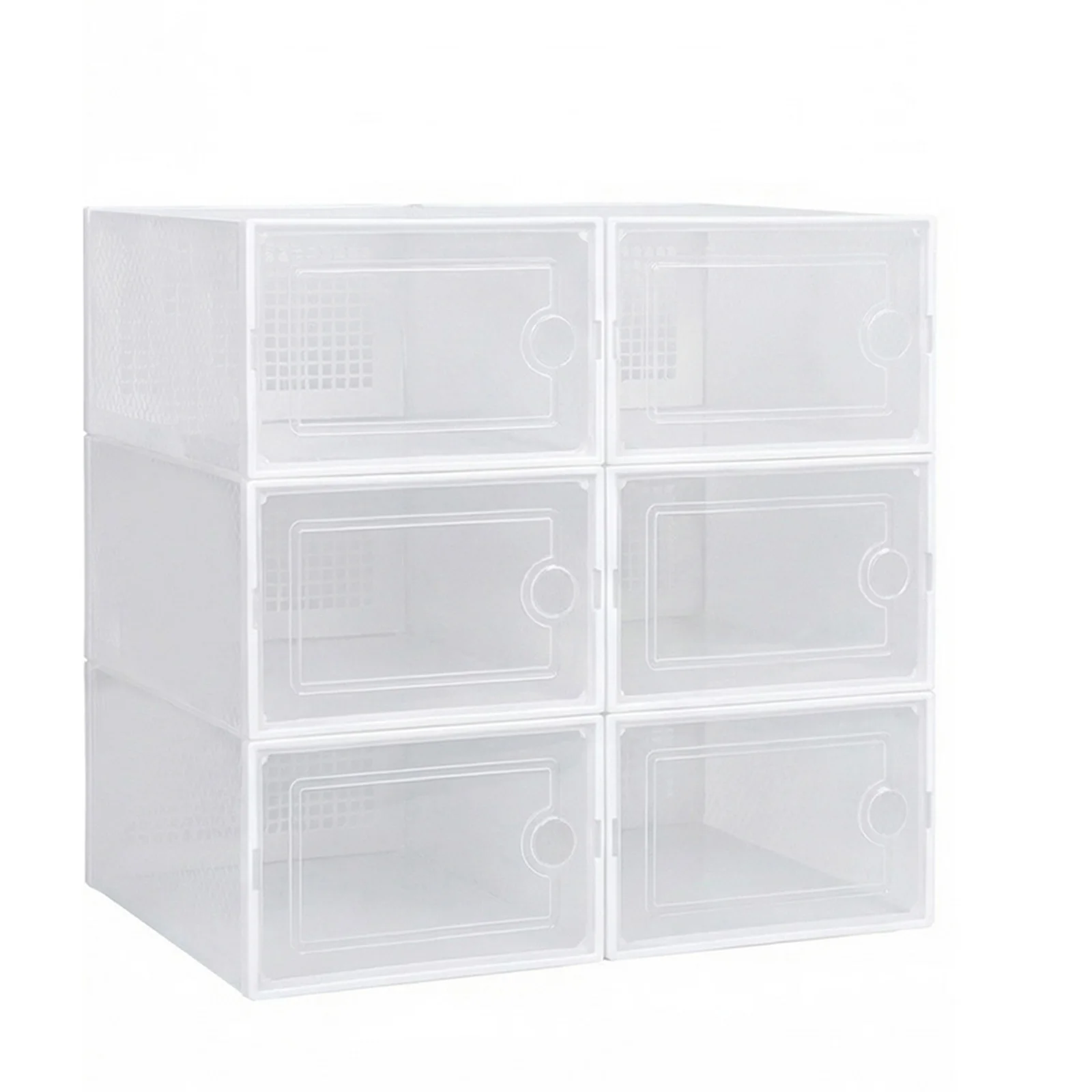 Schoenendozen, verpakking van 6/12, stapelbare schoenorganizer, schoenenopberger, schoenendoos met deksel voor schoenen tot maat 45, wit
