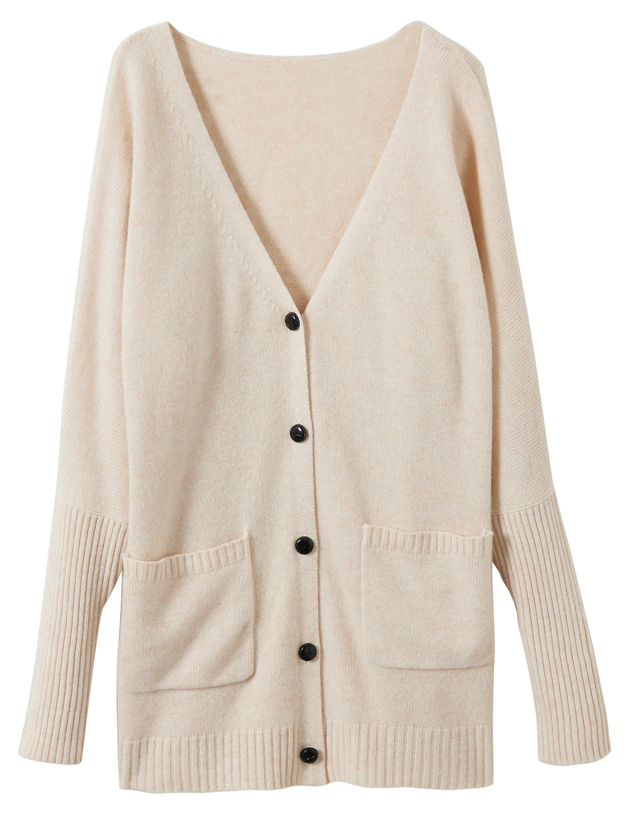 Cardigan da donna LONGMING maglione di lana Merino con tasca 2023 autunno inverno Cardigan con scollo a v manica lunga con bottoni cappotto maglione