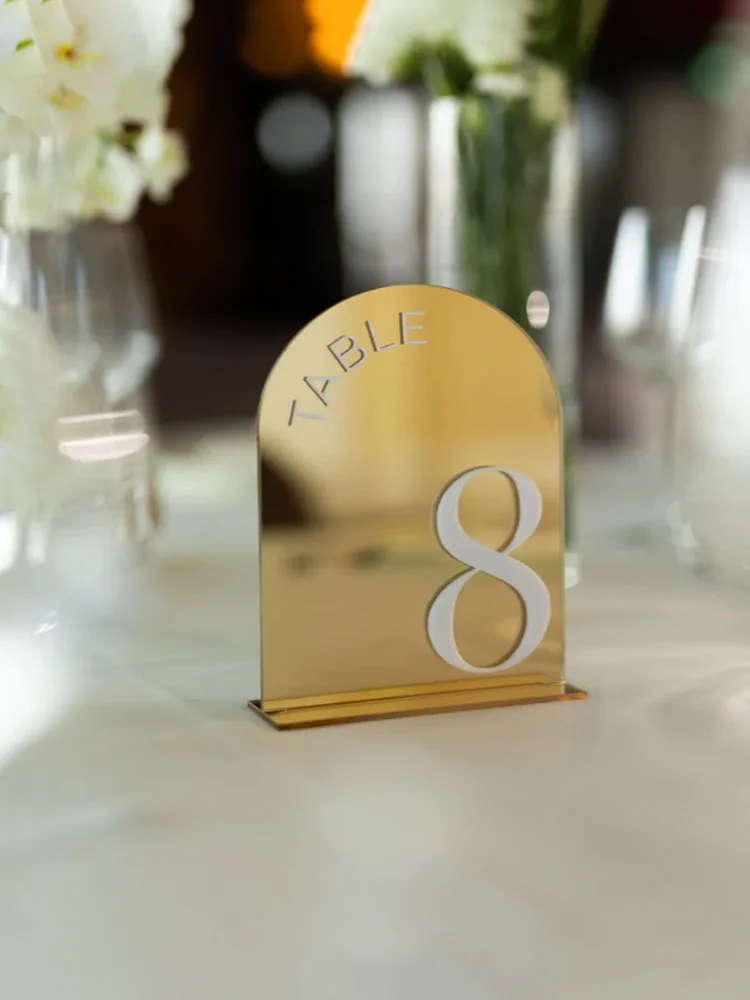 Acrylic Wedding Table Numbers,Gold Mirror Wedding Table Signs,Arch 3D Wedding Signage Decoration,Wedding Centerpieces For Table