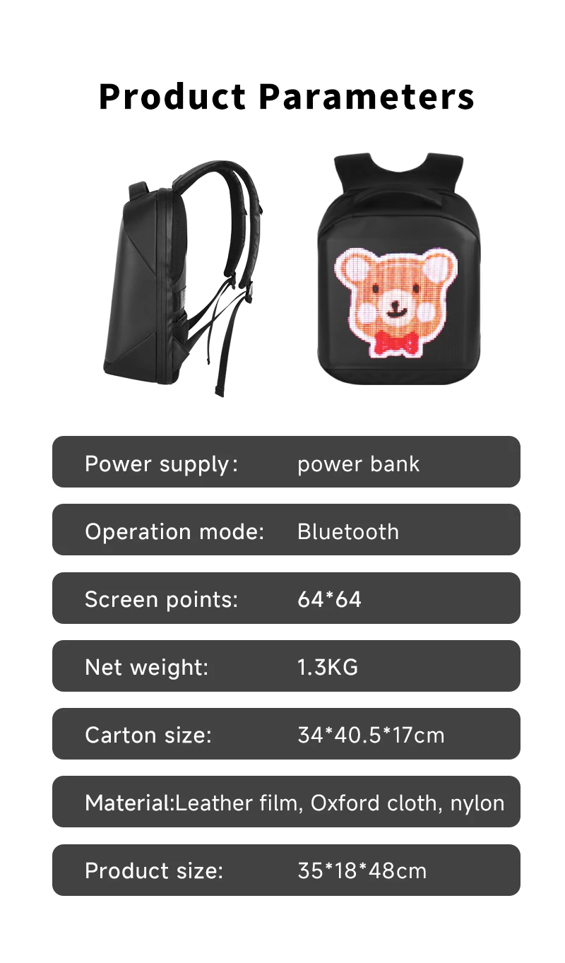Picture 7: New2026Cyberpunk style unlimited creativity backpack LED screen bag making you the most eye-catching and creativity on the road!