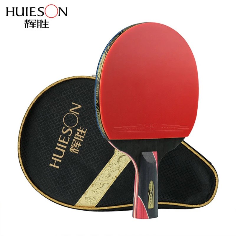 Huieson Hybrid Nano Carbon Table Tennis Racket Double Face Pips-in Rubber 5 Star Ping Pong Paddle with Bag