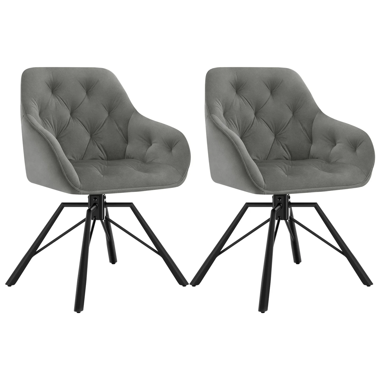 WOLTU 2 stks/set Draaibare Eetkamerfauteuil Scandinavische Keukenstoelen Hoge Rug met Metalen Poten voor Woonkamer Slaapkamer Restaurant - afbeelding 2