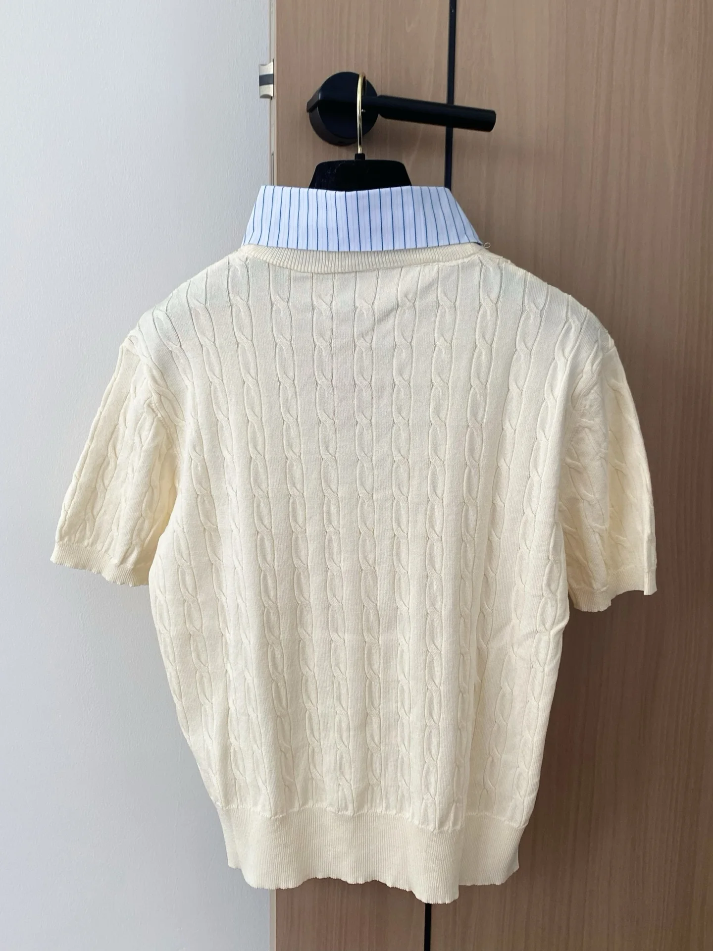 

2025 New Fashionable Versatile Slimming Figure-hugging Polo Fake-two-piece Embroidery Long-sleeved Acrylic Sweater Pullover