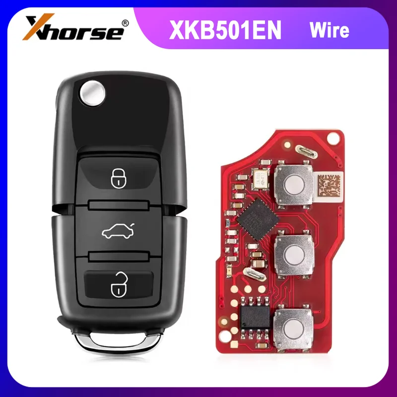 

1/2/5pcs Xhorse XKB520EN Second Generation Replaced of XKB501EN Wire Remote Key for VW B5 Flip 3 Buttons Supports Wire Program