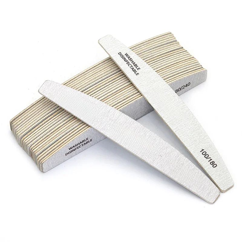 Limes à ongles professionnelles en bois, 100 180 240, tampon de manucure, bateau gris, tampons de pédicure en bois Double face, 10 pièces/lot