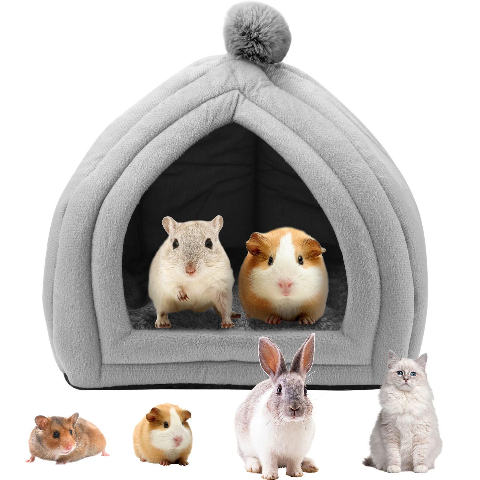 Small Animal Pet Winter House,Pet Tent Cave Bed for Cats/Small Dogs,Guinea Pig Bed,Cat Bed House,Rabbit Bed Warm Guinea