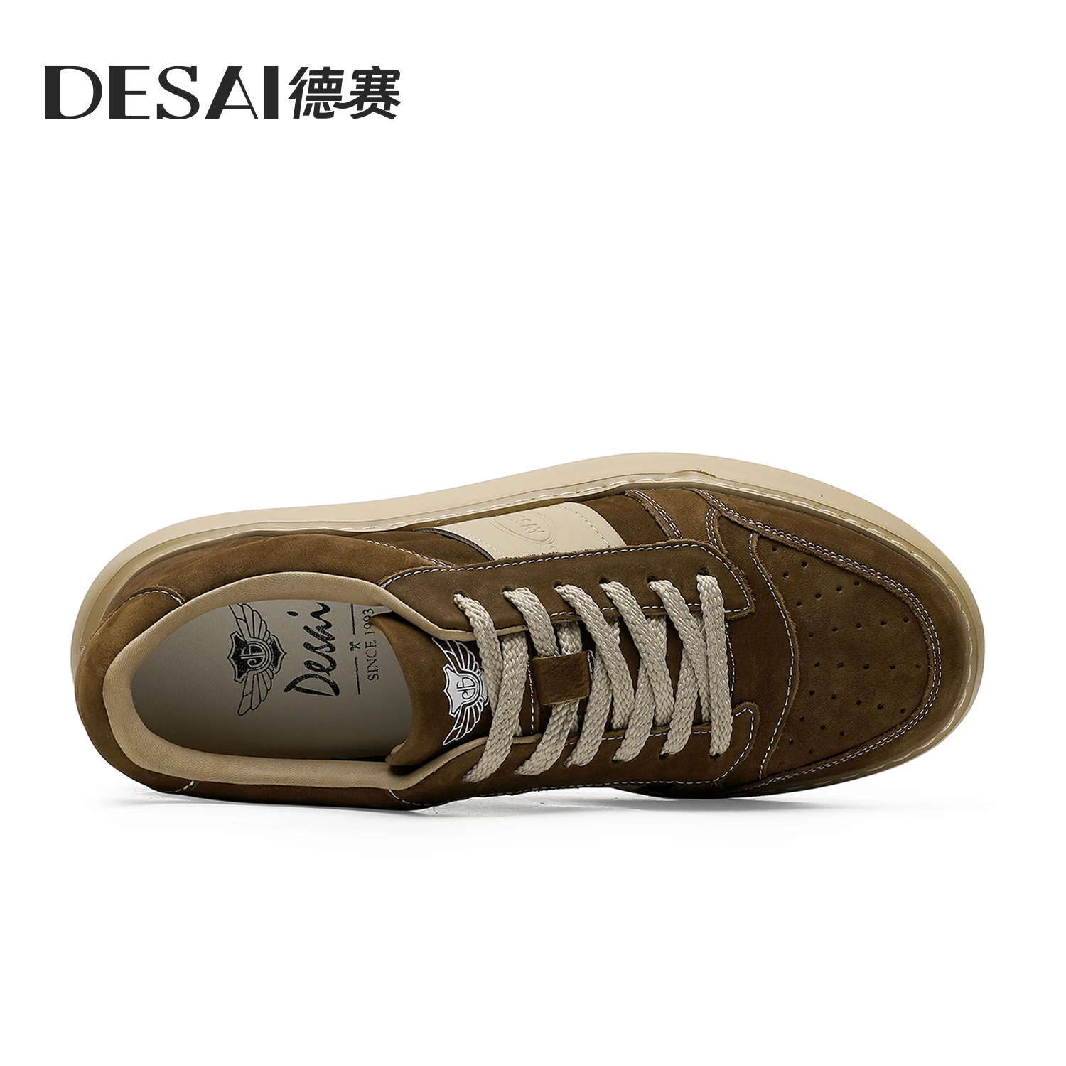 Desai Thick Sole Board Shoes Men's Summer New Genuine Leather Lightweight Casual Shoes Retro Versatile Breathable ShoeDS3007