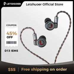 LETSHUOER D13 Dynamic Driver Earphones Wired In-ear Headphones High Quality Wired Headphones Hifi Earphones Wired