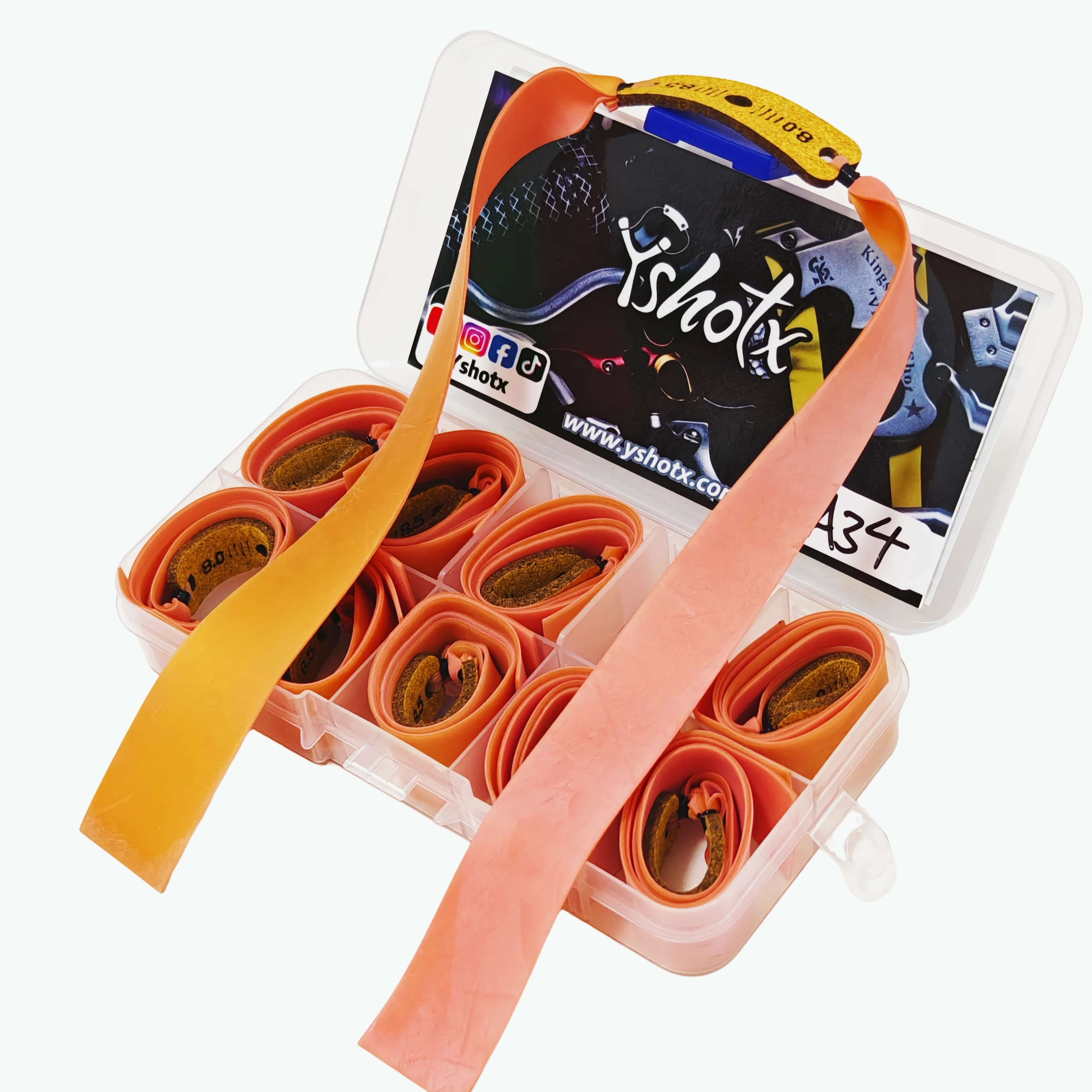 

Yshotx Sunset Flair-A34 Slingshot Bands 10 pcs Flat Latex Rubber High Elastic for Hunting Catapult Shooting
