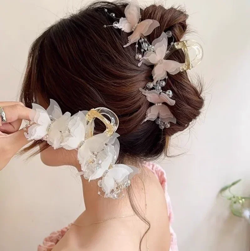 15CM Motyl Duży Pazur Do Grubych Włosów Pazury Kraba Kobiety Słodka Różowa Spinka Do Włosów Kucyk Spinka Do Włosów Pazur Akcesoria — zdjęcie 2