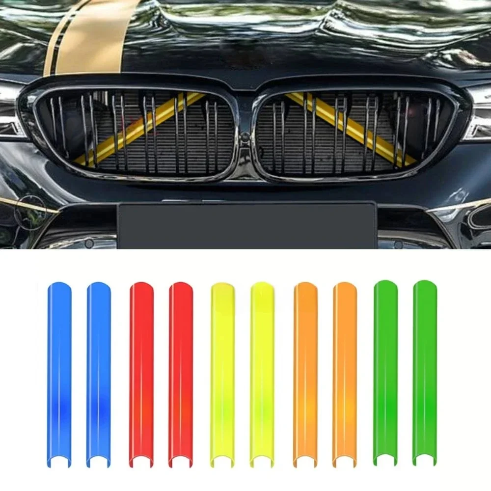 Bandes de garniture de calandre avant de voiture, barre de support de gril, attelle en V ronde pour BMW E60, E65, E66, style sportif de voiture, accessoires de décoration, 2 pièces