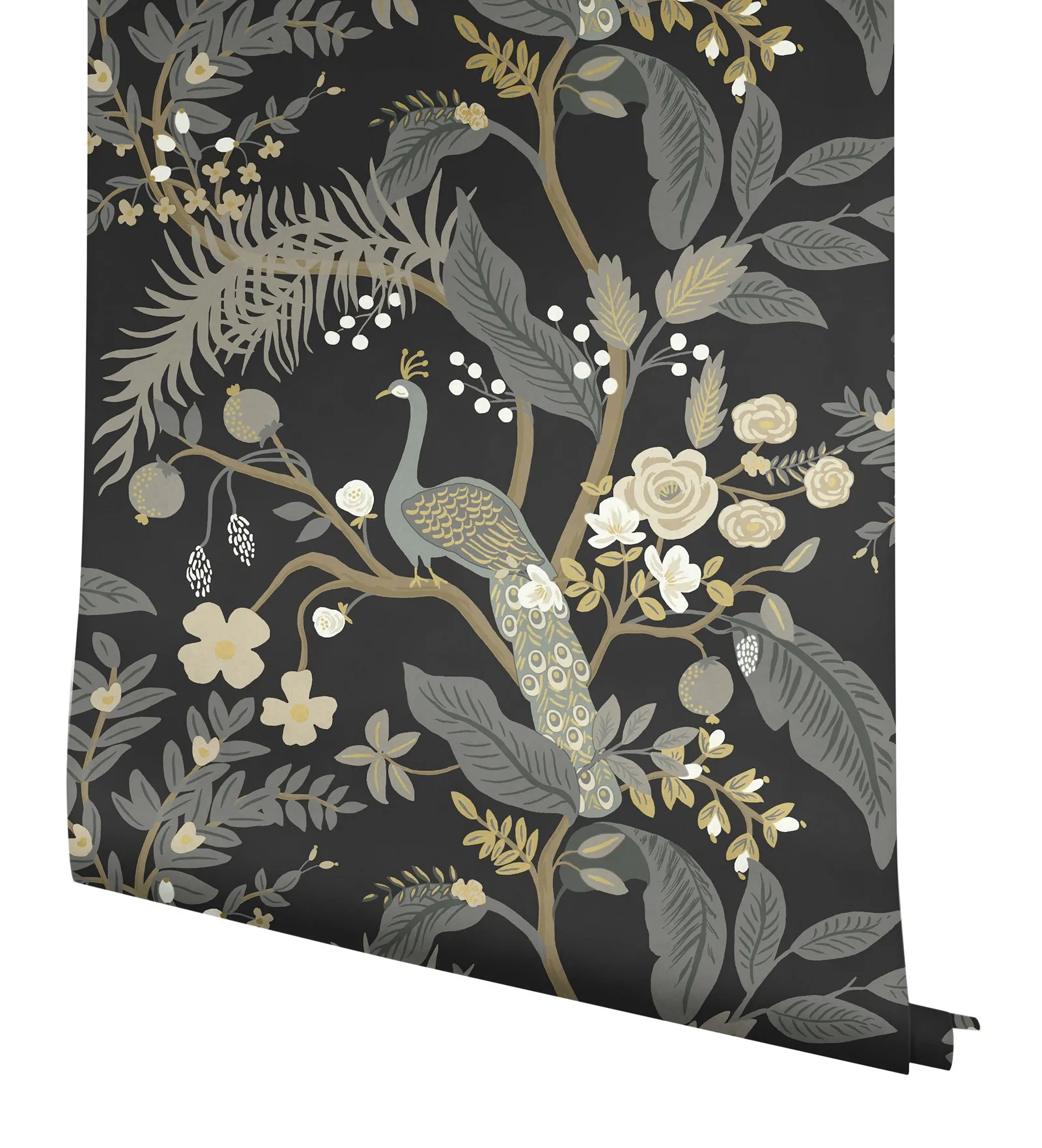 Peel and Stick Wall Sticker, Tropical Peacoack Wall Paper - Magic tropica peacock wallpaper in Dark