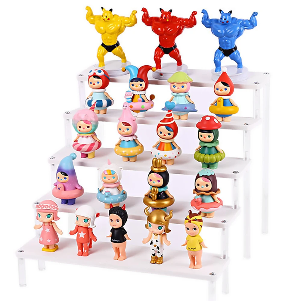 Ladder white Acrylic Display Riser Stand for Funko Pop Figures,Perfume,Cosmetics,Cupcake,Doll;Model Storage Rack Shelf Organizer