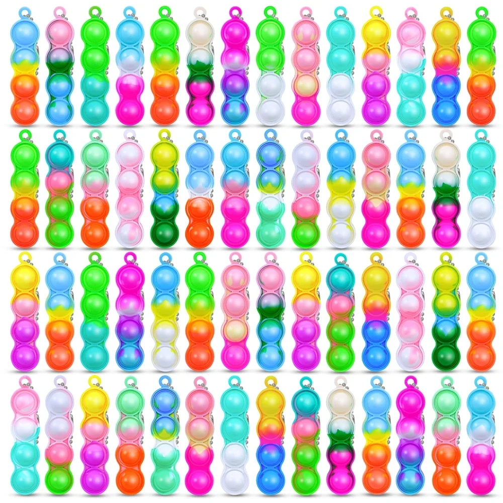 Porte-clés Pop en vrac pour enfants et adultes, 10/30/80 pièces, jouets sensoriels, anti-Stress à bulles, cadeaux de fête pour étudiants en classe