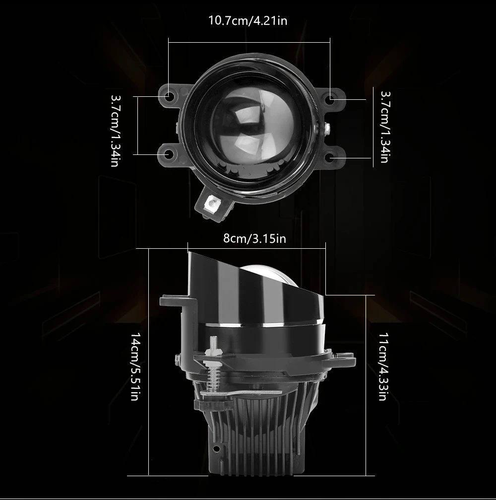

3.0 Inch H11 LED Car Fog Light Projector Lens 6000K WhiteFor Toyota Prius 2009-On Driving Fog Lamp