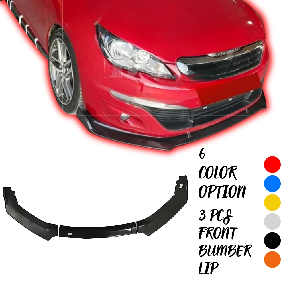 3 Pcs Front Bumper Lip For Peugeot 308 Body Kit Car Accessories Spoiler Splitter Diffuser Flap Sport Bumper Exterior Parts