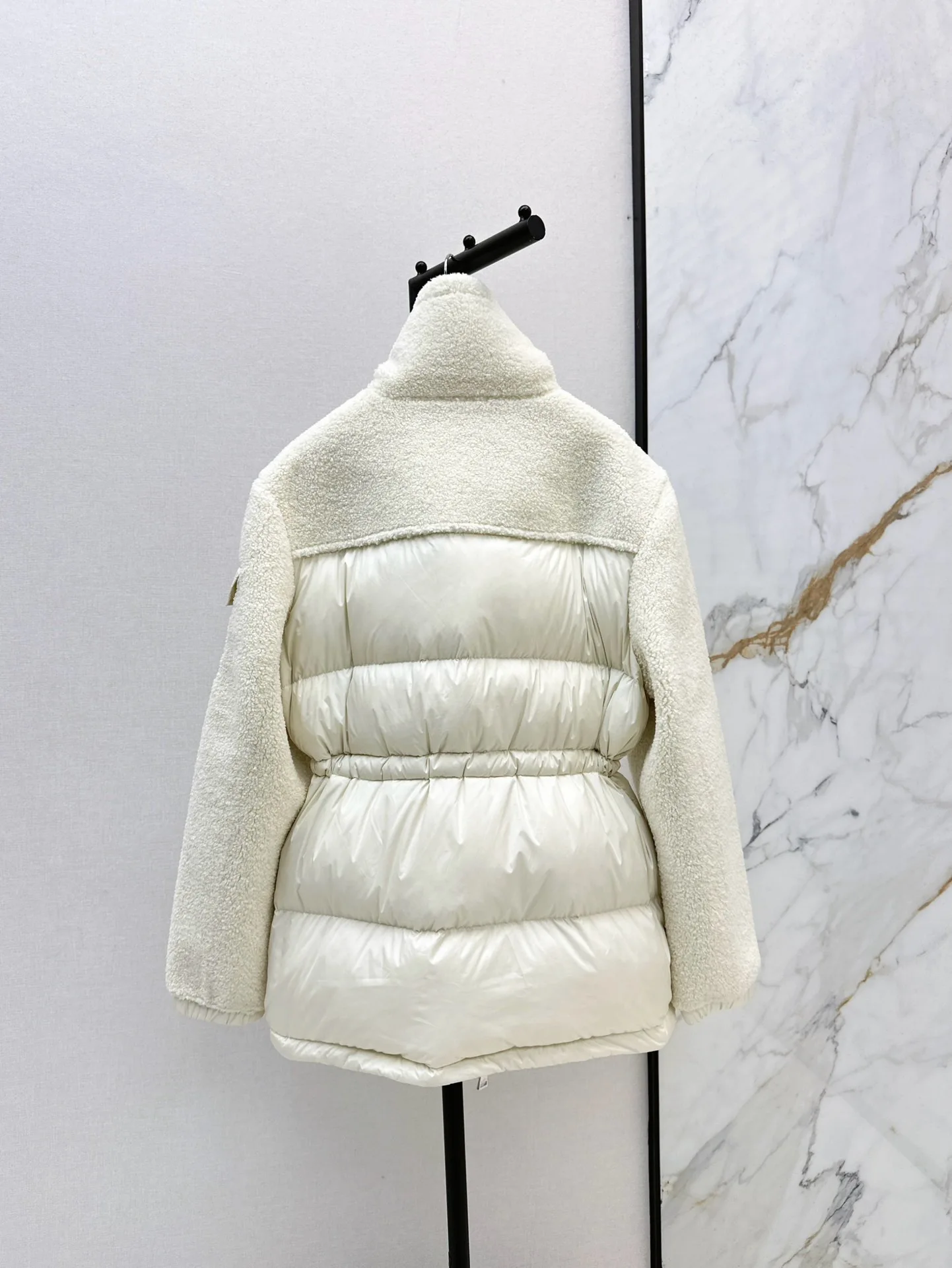 2026 Women Winter Spliced Drawstring Waist Short Warm Coat ZX5730