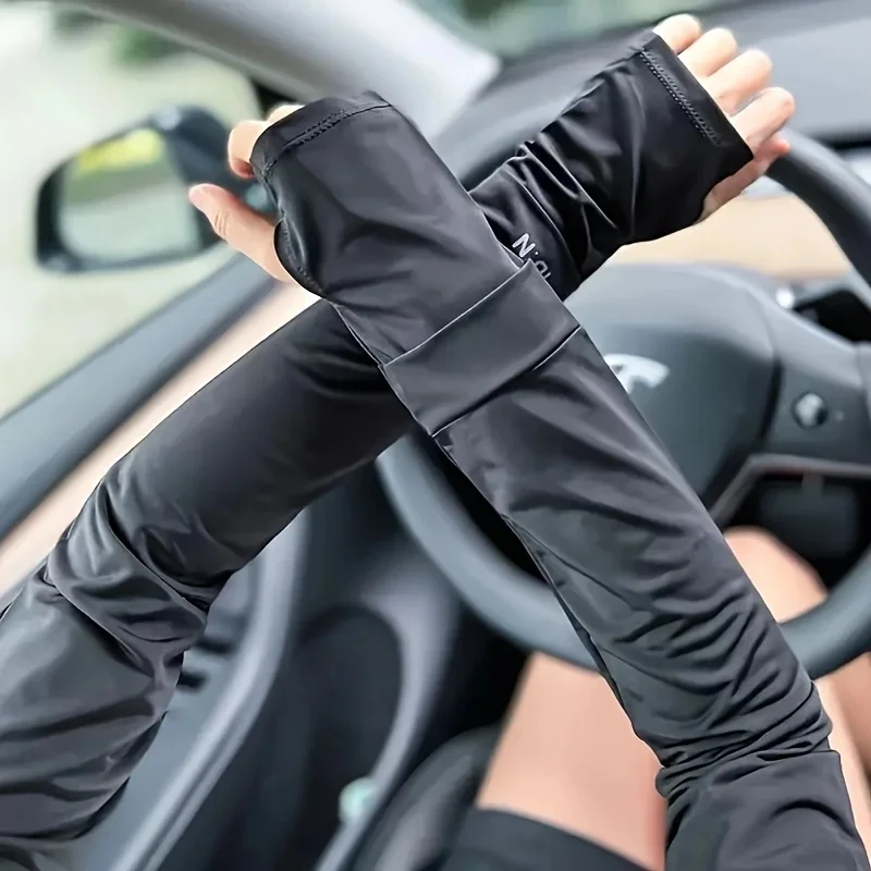 AliExpress Ladies' Cold Arm Cover - Breathable, Elastic Sunscreen, Suitable for Outdoor Activities, Driving, and Cycling Loose Design