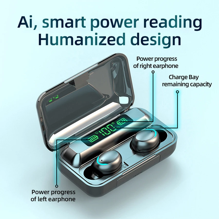 F9 Tws Drahtlose Kopfhörer Hi-Fi-Stereo-In-Ear-Funkkopfhörer Sportkopfhörer fürs Leben Gaming-Kopfhörer für iPhone Android