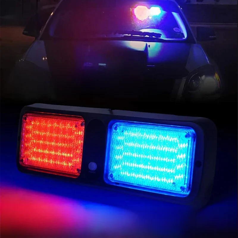 NovaAcc RCL Red Blue 86 LED Sun Visor Emergency Strobe Lights 12 Flash Modes Hazard Warning Light for Law Enforcement Vehicle