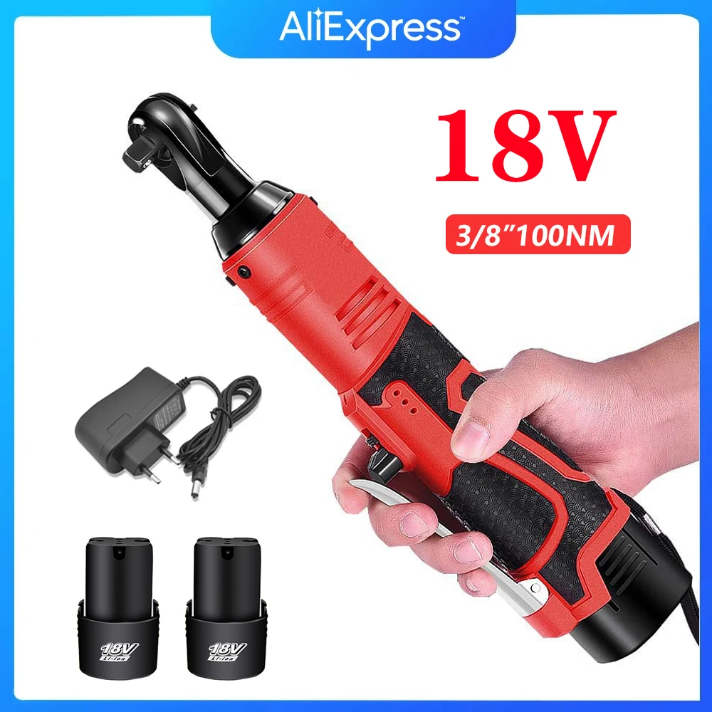 12V/18V Cordless Electric Screwdriver rechargeable Wrench 3/8 Inch Right Angle Ratchet Wrench Removal Screw Nut Car Repair Tool