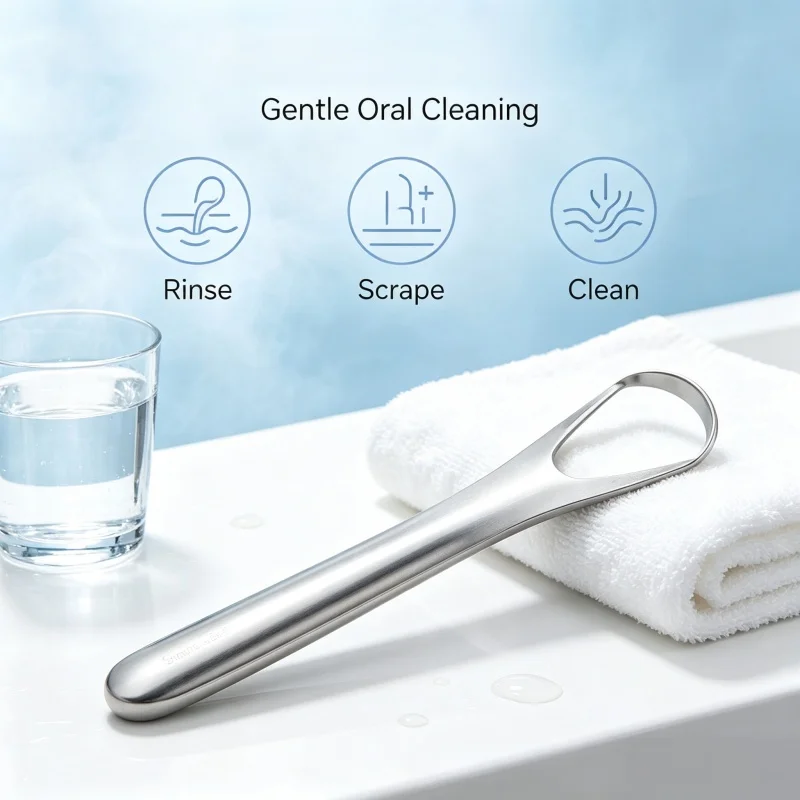Stainless Steel Tongue Scraper Reusable Tongue Cleaner Oral Hygiene Care Tool For Fresh Breath