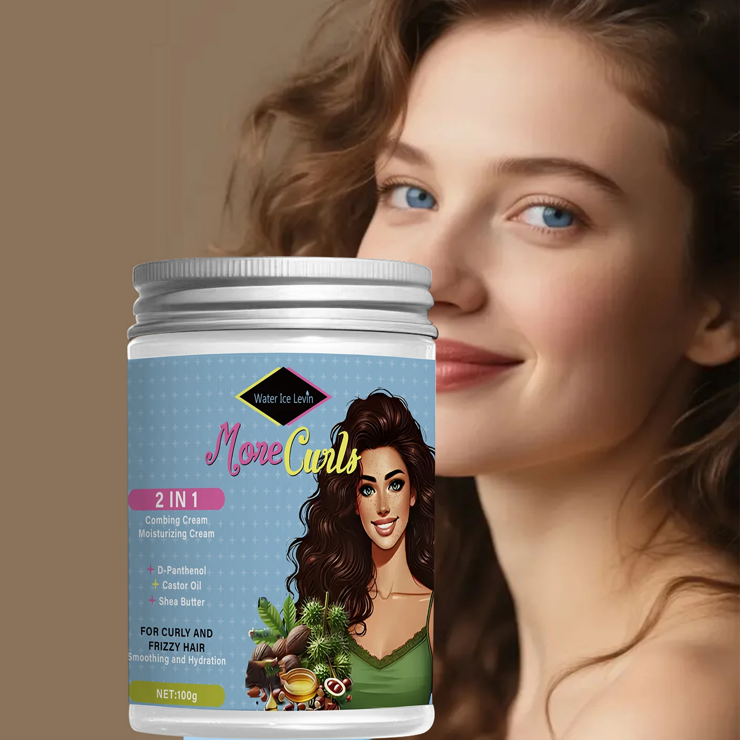 

100g Hair Care Moisturizing Cream, Moisturizing Hair Care, Two-In-One Combing Cream Moisturizing Cream, Shampoo, Suitable for Curly Hair and Frizzy Hair