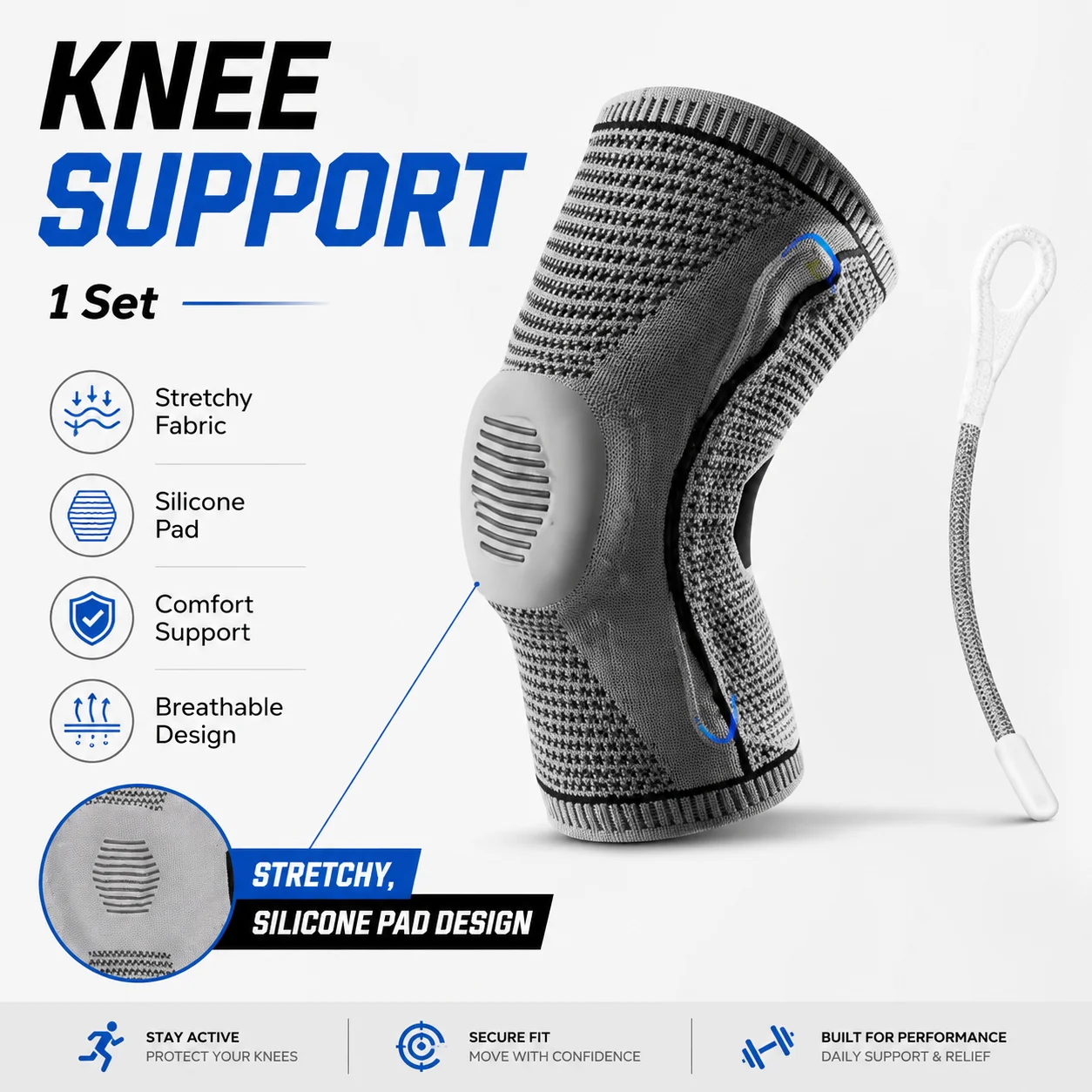 Compression Sleeve Calf - ปลอกรัดเข่าสำหรับกีฬา ระบายอากาศได้ดี ไม่ลื่นไถล รองรับการเคลื่อนไหว เหมาะสำหรับวิ่ง ฟิตเนส