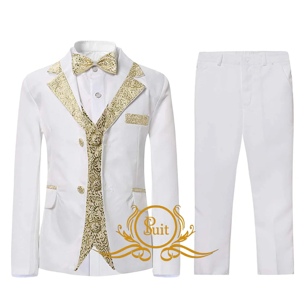 Boys Suit Wedding Tuxedo Kids Jacket Pants Vest 3 Piece Fashion Clothes Child Slim Fit Blazer Set