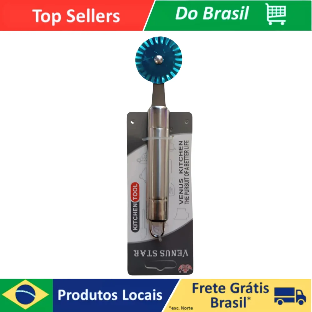Carretilha de Massa e Fechador de Pastel Inox Acessório Utensílio de Cozinha